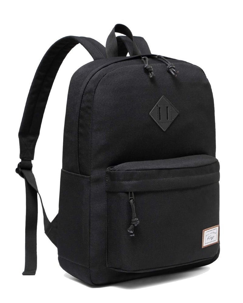 Kasqo Lightweight School Backpack, 17.3L Water-Resistant Casual College Bookbag for Men Women Teen Girls Boys, Black - Image 1